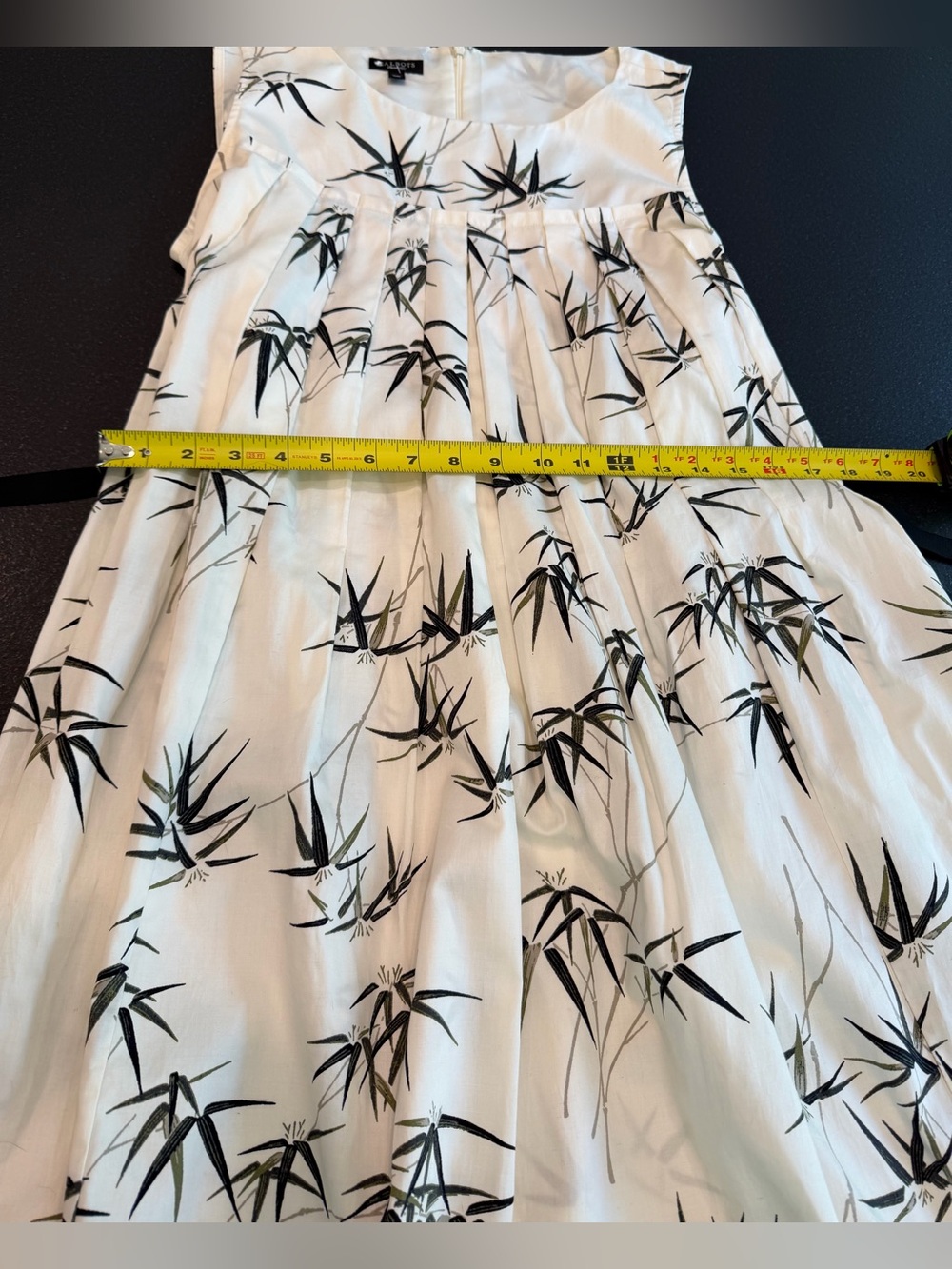 Talbots Ivory Midi Dress with Black Floral Print and Black Ribbon - Picture 11 of 13